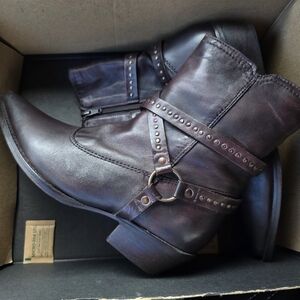 Western Leather Cowboy Boots Womens 8 Brown NIB Rodeo Biker Vintage Foundry Co.